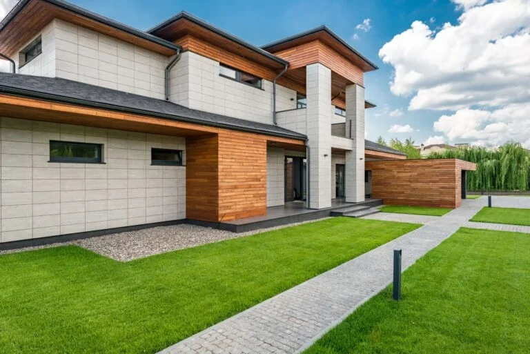 A modren house front angle view